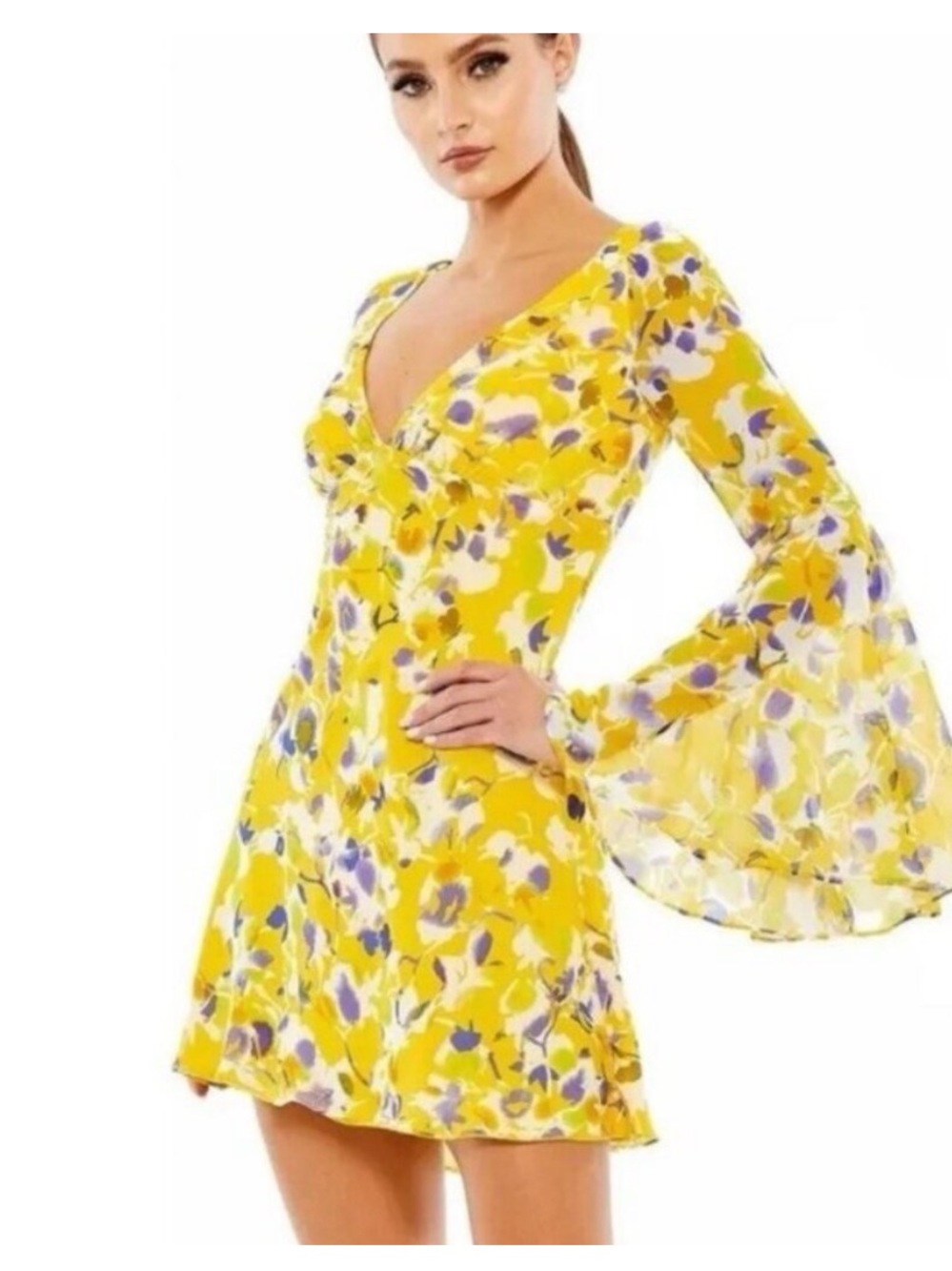 Iona Floral Yellow Mini Dress